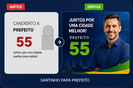 Antes e depois para candidato prefeito